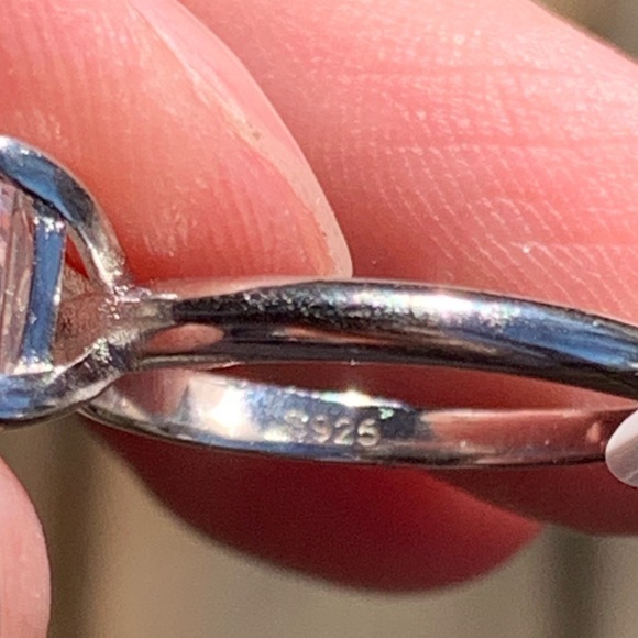 Sterling Silver 2 Carat Princess Cut Engagement Ring - Picture 13 of 15